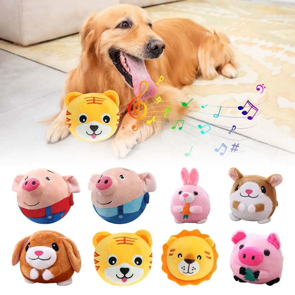 Puppy Ball Active Moving Pet Plush Toy Singing Dog Chewing Squeaker Fluffy Toy